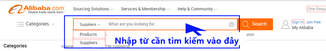 Cách tìm kiếm sản phẩm trên Alibaba