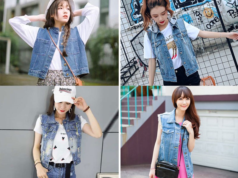 Mẫu áo gile denim cá tính 