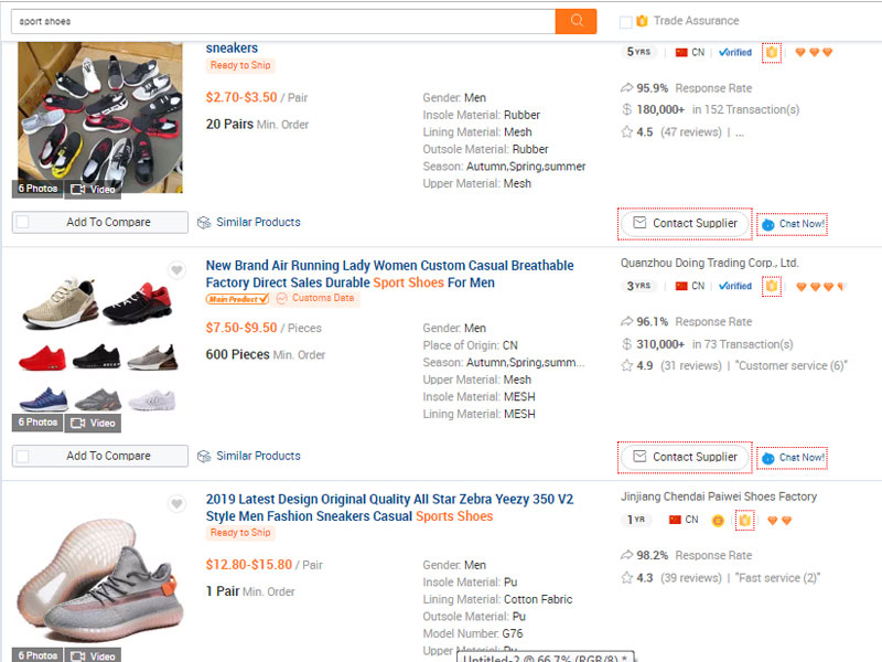 Tìm kiếm sản phẩm khi đặt mua hàng trên Alibaba