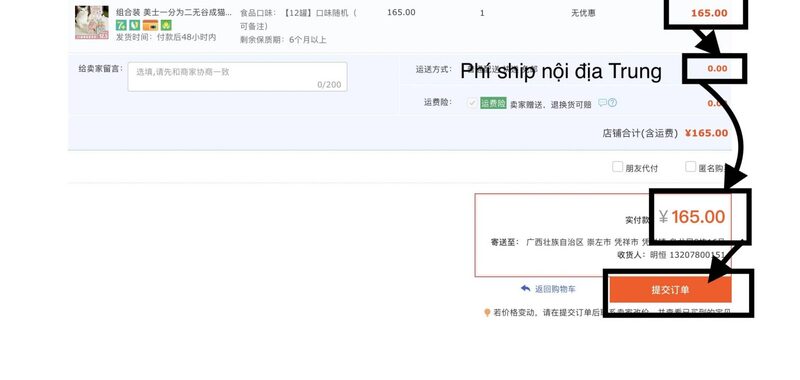 Kiểm tra kỹ thông tin và phương thức thanh toán trước khi đặt hàng trên Taobao 