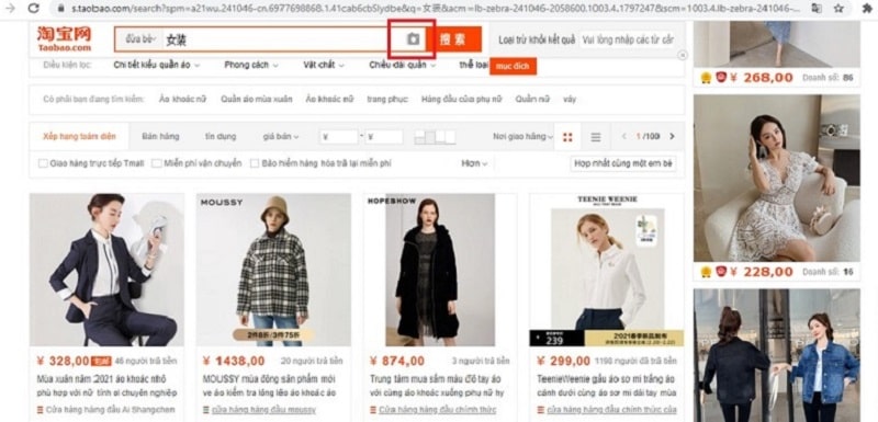tìm kiếm hình ảnh trên taobao