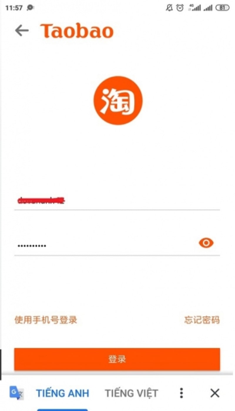 đăng nhập taobao