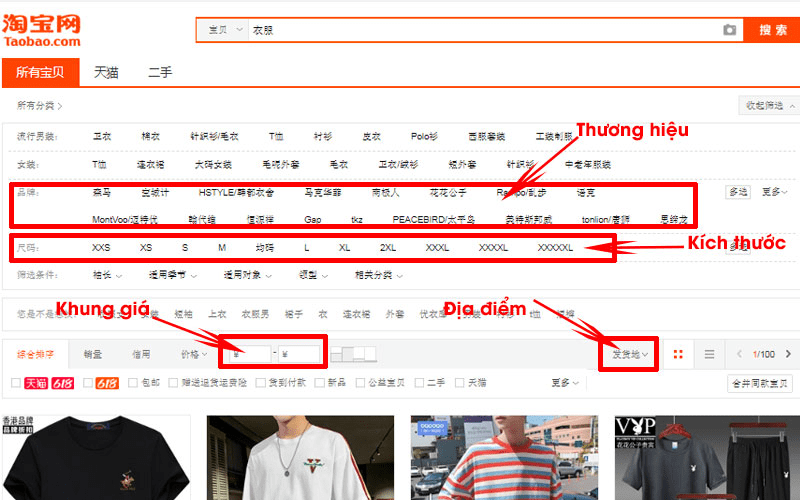 cách order quần áo taobao