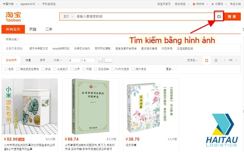  tìm kiếm bằng hình ảnh trên Taobao