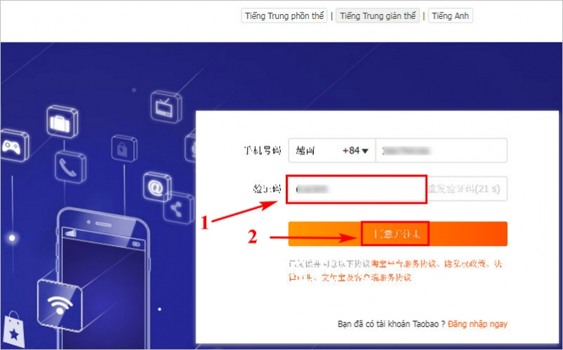 cách tạo tài khoản taobao