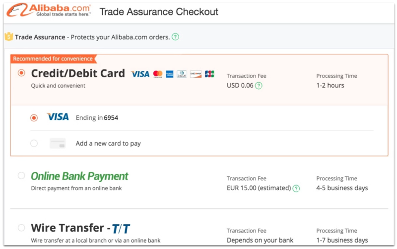 Các phương thức thanh toán được hỗ trợ trên Alibaba