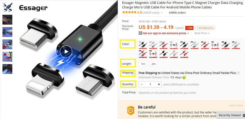 Kiểm tra sản phẩm trước khi đặt hàng trên AliExpress