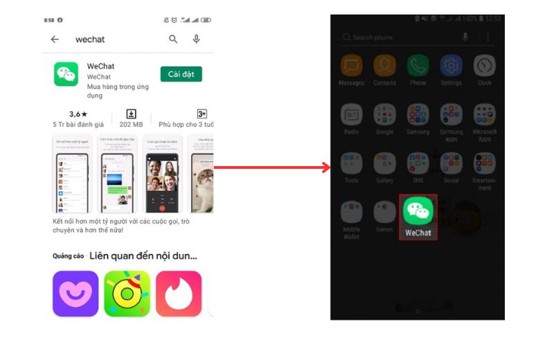 Tải app Wechat về điện thoại