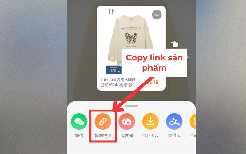 Chọn chức năng sao chép link